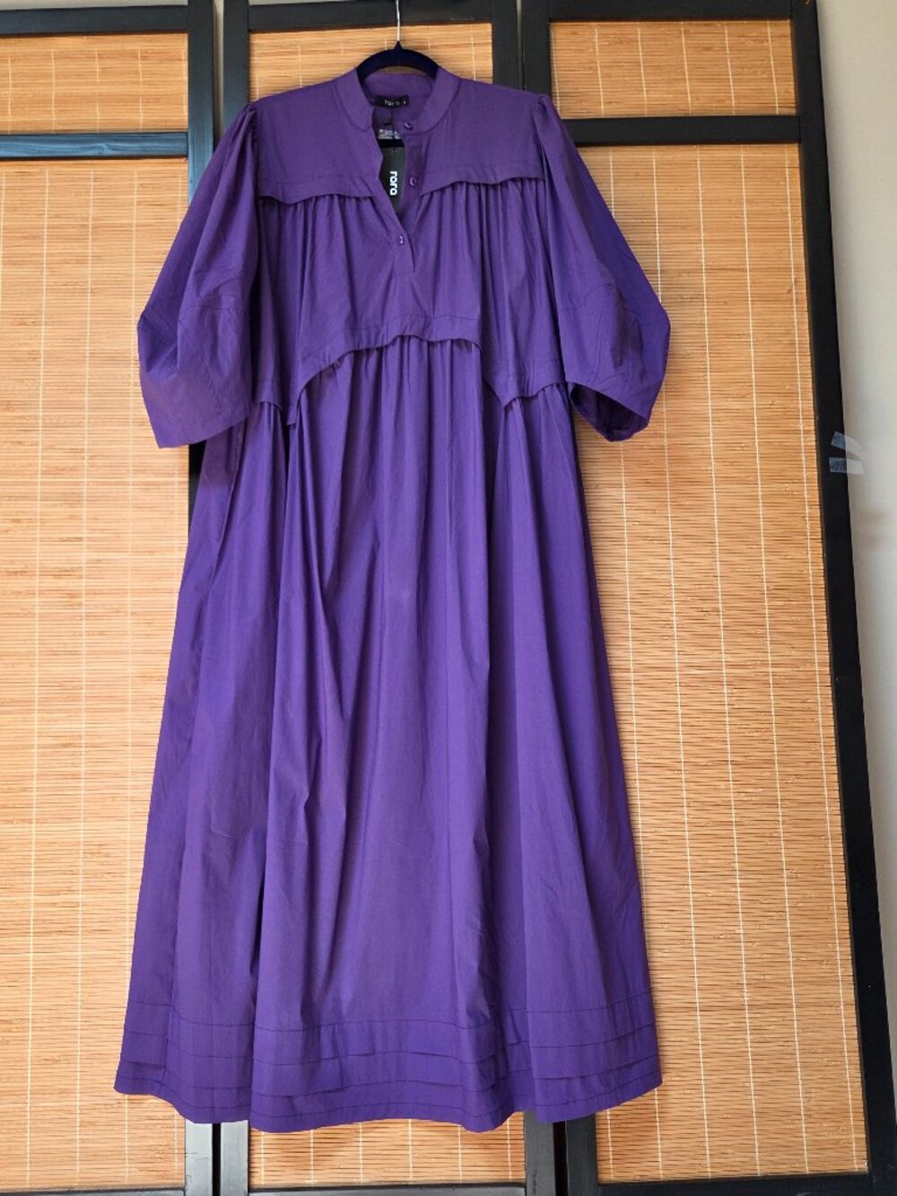 RARA Boutique OF(M-XL) Purple Maxi Dress Volume Sleeve Cotton Blend Comfy Loose